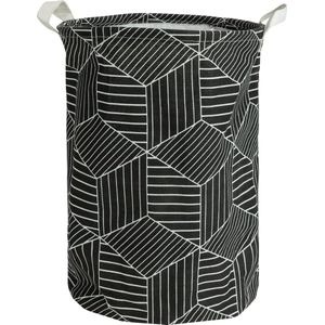 QUVIO Wasmand - Zwart - Jute - 43 Liters - Opvouwbaar