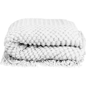 QUVIO Plaid - Plaids - Kleed - Kleed voor bank - Deken - Deken voor bank - Polyester - Lichtgrijs - 220 x 127 cm