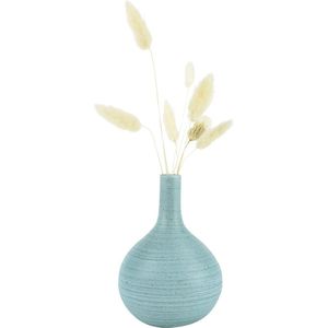 QUVIO Vaas voor droogbloemen - Vazen - Klassieke of retro bloemenvaas - Vaasje - Woonaccessoires voor bloemen en boeketten - Decoratieve accessoires - Keramiek - 10 x 14 cm (dxh) - Lichtblauw