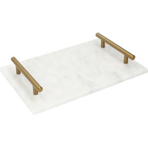 QUVIO Dienblad met Gouden Handvaten - 20 X 30 cm - Marmer