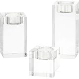 QUVIO - Waxinelichthouder Set - Glas - Set van 3 - Transparant