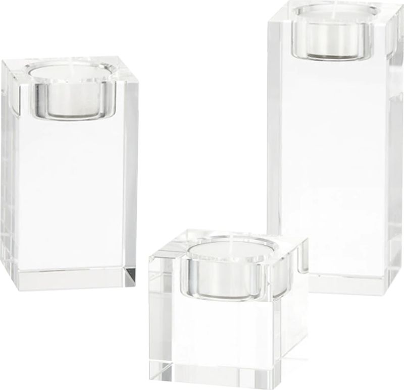QUVIO - Waxinelichthouder Set - Glas - Set van 3 - Transparant