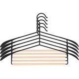 QUVIO Kledinghanger - Set van 5 - Kledinghangers - Hanger - Kledingopberger - Kledinghouders - Zwart en hout