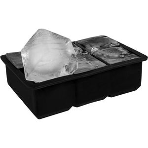 Krumble Siliconen Ijsblokjesvorm - Voor 6 grote ijsblokjes - Herbruikbaar - Ijsklontjes maker - Ijsklontjes vorm - Ijsvormpjes - Vierkant - Zwart - 12 x 17 x 5,5 cm