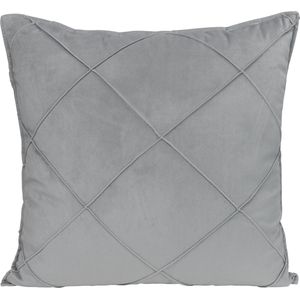 QUVIO Sierkussen geruit - Gevuld - Fluweel - 50 x 50 cm - Grijs