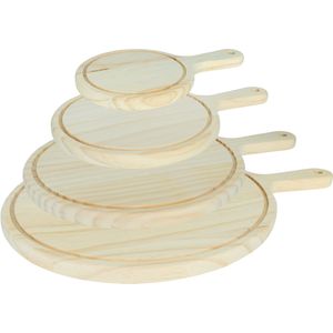 Krumble Serveerplank rond - Set van 4 - Hout