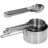Krumble Maatcups en Lepels - Set van 8 - Maatcupjes - Maatlepels - Maatbekers - Maatschepjes - Cups - Spoons - Tablespoon - Teaspoon - RVS - 250 ml + 125 ml + 80 ml + 60 ml + 15 + 5 + 2,5 + 1,25 ml