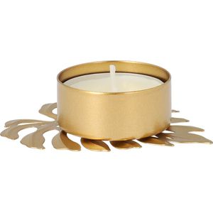 QUVIO Waxinelichthouder - Blad - 8 x 6 x 2 cm - Goud