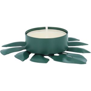 QUVIO Waxinelichthouder - Blad - Theelichthouder - Kaarsenhouder - Woonaccessoires - Decoratieve accessoires - 9 x 8 x 2 cm - Metaal - Groen