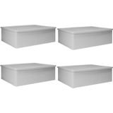 QUVIO Kast Organizer - Set van 4 - Opbergdoos - Opbergboxen - Met vakken - Lade Organizer - Opbergen - Opruimen - Kunststof - Grijs - 24 x 32 x 9 cm