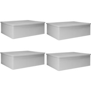 QUVIO Kast Organizer - Set van 4 - Opbergdoos - Opbergboxen - Met vakken - Lade Organizer - Opbergen - Opruimen - Kunststof - Grijs - 24 x 32 x 9 cm