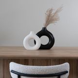 QUVIO Vaas Rond - 19 cm - Keramiek - Gebroken Wit