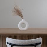 QUVIO Vaas Rond - 19 cm - Keramiek - Gebroken Wit