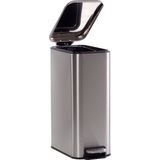 QUVIO Pedaalemmer - Prullenbak - Afvalbak - Papierbak - Rechthoek - Metaal - 8 L - Zilver
