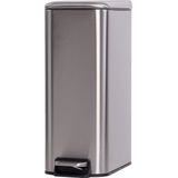 QUVIO Pedaalemmer - Prullenbak - Afvalbak - Papierbak - Rechthoek - Metaal - 8 L - Zilver
