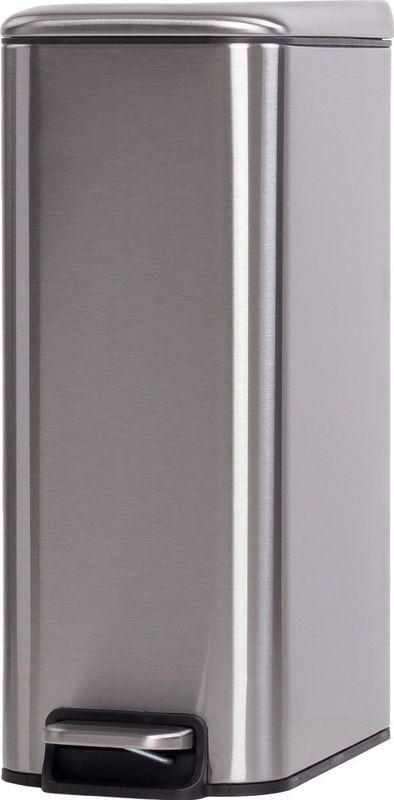 QUVIO Pedaalemmer - Prullenbak - Afvalbak - Papierbak - Rechthoek - Metaal - 8 L - Zilver