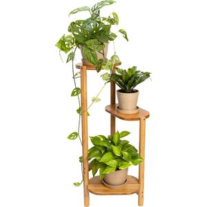 QUVIO - Plantenstandaard - Bruin - Bamboe - 3 Plateaus