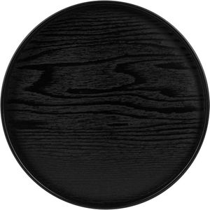 QUVIO - Houten Dienblad - Zwart - Diameter 33 cm - Decoratief