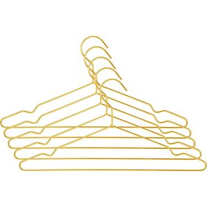 QUVIO Kledinghangers - Set van 5 - Kleerhangers - Hangers kleding - Broekhangers - Goudkleur - Goud - Staal