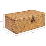 QUVIO - Opbergmand - Bruin - Rotan - Met Deksel