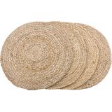 Krumble Placemats – Set van 4 – Placemat rond – Ronde placemats – Rotan placemat – Jute – Rond – ø38 cm – Naturel