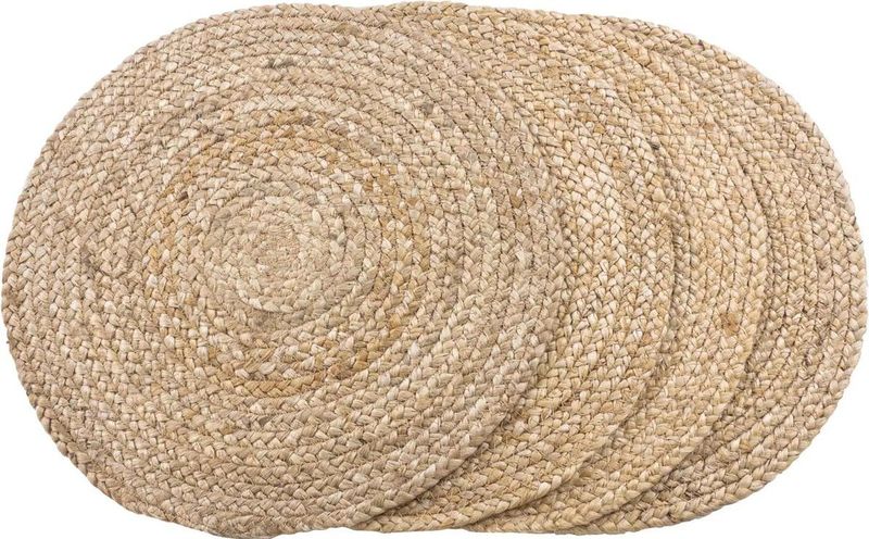 Krumble Placemats – Set van 4 – Placemat rond – Ronde placemats – Rotan placemat – Jute – Rond – ø38 cm – Naturel