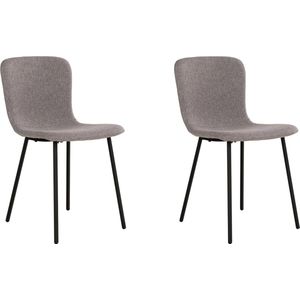 QUVIO Grijze eetkamerstoelen Logan - Eetkamerstoel - Eetstoel grijs - Eetkamer stoelen - Polyester - Staal - Lichtgrijs - Set van 2