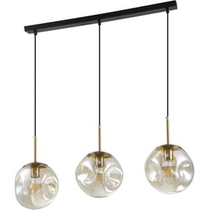 QUVIO Hanglamp - 3 lichtspunten - Glazen bollen - Langwerpig - Metaal - Glas