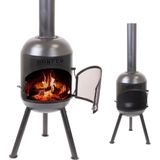 BonFeu BonSolo Tuinhaard - Zwart - Staal - Houtkachel met Grill - Buitenkoken