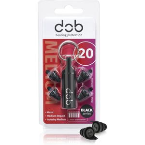 dOb Reusable Black series 20dB | Gehoorbescherming oordoppen | Muziek oordoppen | Muzikanten| Muziek | Motor oordoppen | Concerten | Premium muziekfilter |1 paar