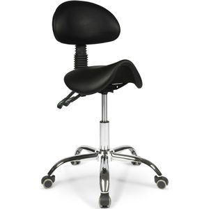 Dunimed Ergonomische Zadelkruk (met Rugleuning) - Zwart