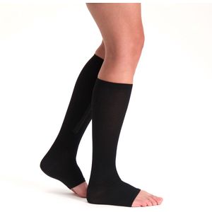 Steunkousen met rits - Compressiekousen - Compressie Sokken met Open Teen - Per Paar - Unisex - Zwart - S/M