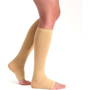 Steunkousen met rits - Compressiekousen - Compressie Sokken met Open Teen - Per Paar - Unisex - Beige - L/XL