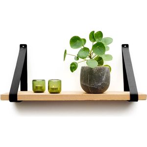 Leren plankdragers - Zwart - 2 stuks - Echt leer - Zwarte plankendragers - plank dragers - planken dragers - plankendrager