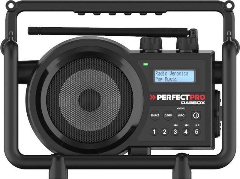 PerfectPro DABBOX Bouwplaats Radio - FM en DAB+ - Bluetooth - AUX - Oplaadbaar - IP54 - DBX3