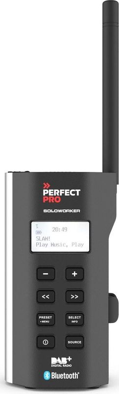 PerfectPro Soloworker - Bouwplaats Radio - Dab+ & FM - Bluetooth - Lithiumaccu - Oplaadbaar - Zwart