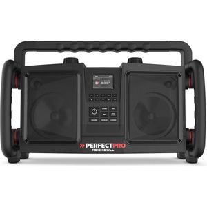 PerfectPro - Bouwplaatsradio Rockbull – DAB+ ontvangst – FM – Bluetooth – AUX-ingang – oplader en lithiumbatterij inbegrepen – IP65 – RB2