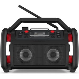 PerfectPro RockPro Bouwradio DAB+, VHF (FM) AUX, Bluetooth, USB Acculaadfunctie, Spatwaterbestendig, Stofdicht, Stofvast, Wekfunctie, Oplaadbaar Zwart