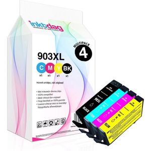 Inktdag inktcartridges voor hp 903 inktcartridges, hp 903xl multipack van 4 kleuren voor HP OfficeJet 6950, P OfficeJet Pro 6860,HP OfficeJet Pro 6960,HP OfficeJet Pro 6970,HP Officejet Pro 6951