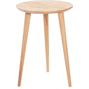 Massief Houten Bijzettafel, Maat: D40cm, H56.5cm