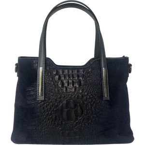 TOUTESTBELLE - Leren schoudertas - Handtas - Schoudertas dames - Leren handtas - Handtassen dames - Handtas met schouderriem - Handtas werk - Zakelijke tas dames - Dames handtas - Cadeau - Cadeau voor haar - Kado - Leren tas - Blauwe tassen dames