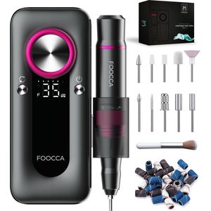 FOOCCA - Portable Pro - Elektrische Nagelvijl - 45000 RPM - Oplaadbaar - 12 Bitjes + 65 Schuurrolletjes + 3 Accessoires