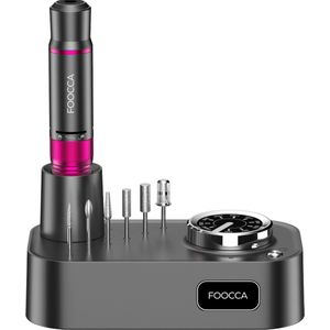FOOCCA - Desktop Pro - Elektrische Nagelvijl - Bedraad - 45000 RPM - Manicure en Pedicure Set - LED Verlichting - 12 Bitjes + 65 Schuurrolletjes + 2 Accessoires