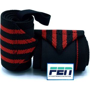 Fen Weightlifting Straps Extra Stevig zwart met rode strepen â€“ extra stevige wrist straps â€“ one size â€“ geschikt voor crossfit, weightlifting en powerlifting