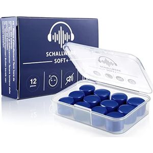 SCHALLWERK ® Soft+ 12 siliconen oordopjes - zachte oordopjes voor de slaap - ruisonderdrukking - hoofdtelefoon met ruisonderdrukking om te slapen