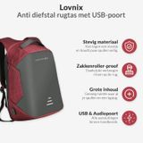 Lovnix - Anti Diefstal Rugzak - Inclusief Usb Oplaadstation en 3.5mm Audio Jack - 15 Inch Laptopvak