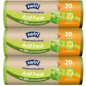 3x Swirl Vuilniszakken met Trekband Geparfumeerd Actif Fresh 20 liter 12 stuks