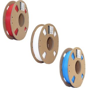 Gembird PLA Filament - 1.75mm - 200 gram- Voordeelset  - Rood, Wit, Blauw - 3D printer filament