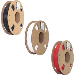 Gembird PLA Filament - 1.75mm - 200 gram- Voordeelset - Zwart, Wit, Rood - 3D printer filament