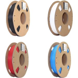 Gembird PLA Filament - 1.75mm - 200 gram- Voordeelset - Zwart, Wit, Rood, Blauw - 3D printer filament
